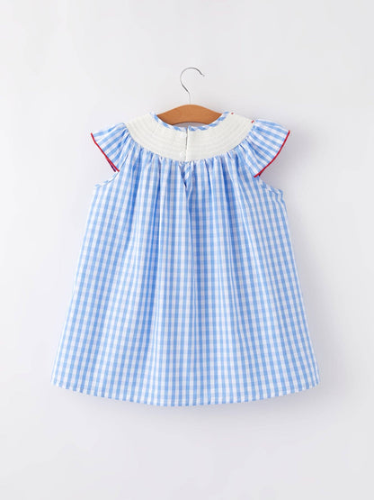 Flag Embroidery Smocking Girls Dress