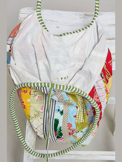 Boho Quilted patchwork Shoulder Bag: CREAM MULTI