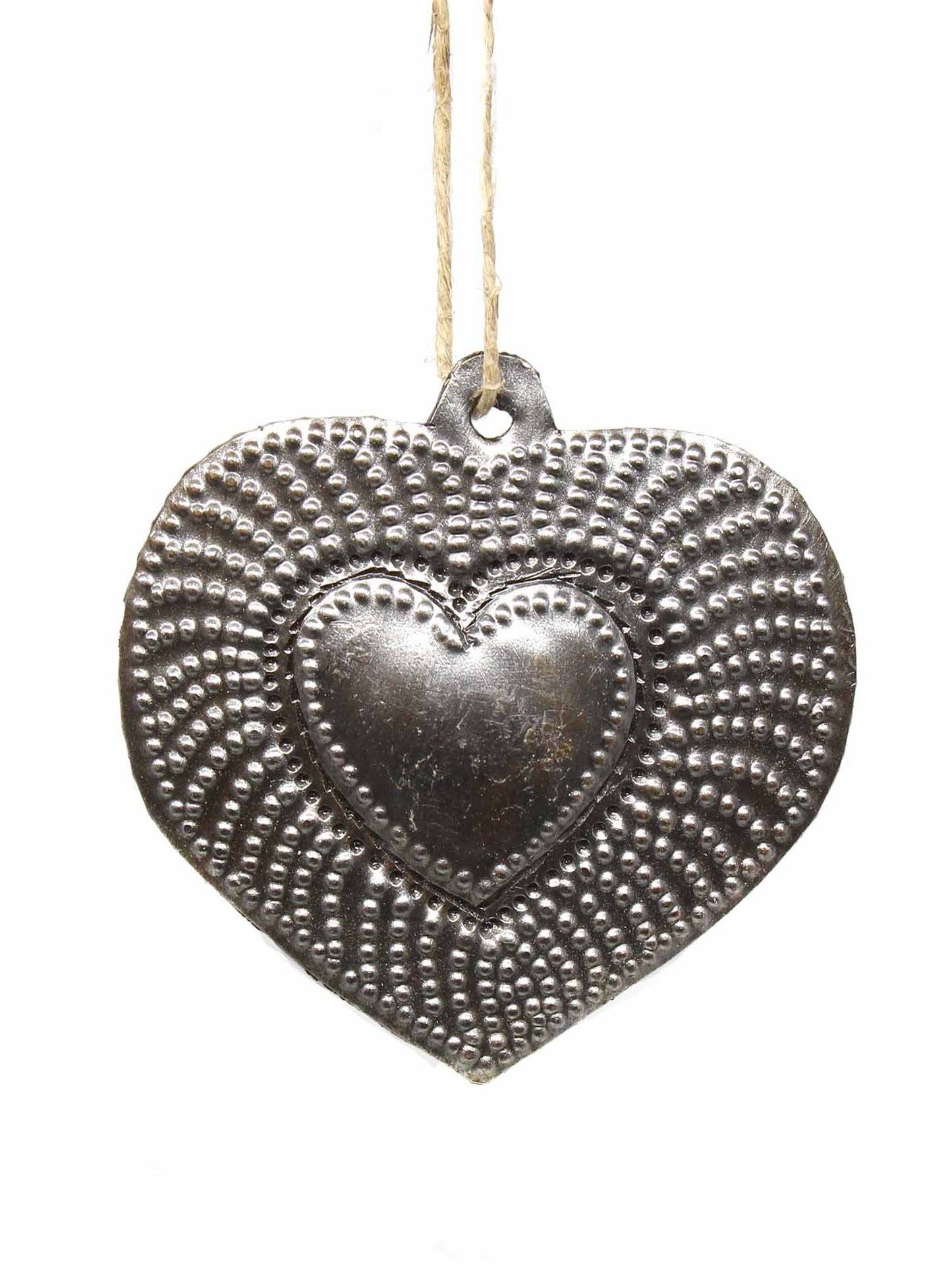 2.5" Radiant Heart Haitian Metal Drum Ornament