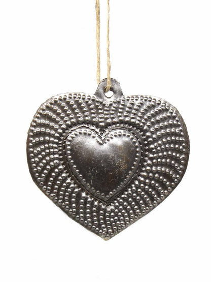 2.5" Radiant Heart Haitian Metal Drum Ornament