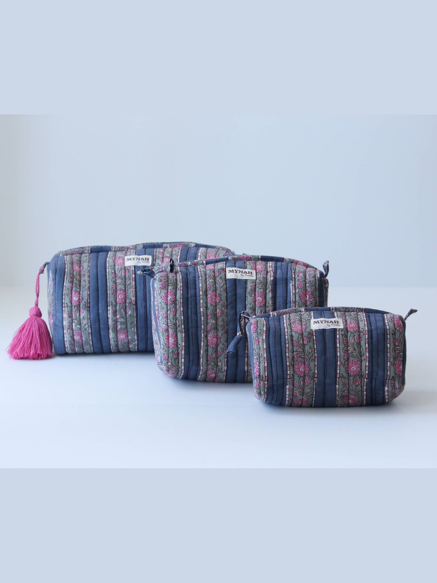 Rosy rows print travel/makeup/organizer/bag-Set of 3