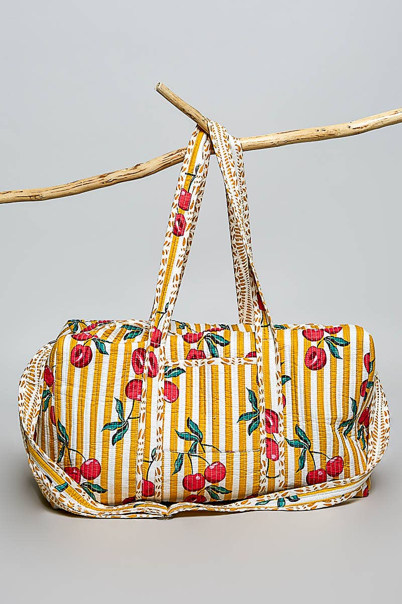 Front Pocket Quilted Adjustable Strap Bag: HONEY STRIPE MULTI
