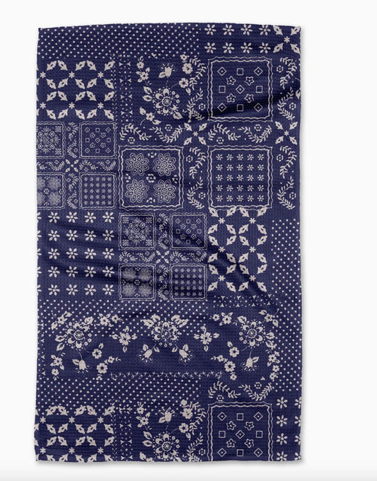 Geometry Blossoming Bandana Blue Tea Towel