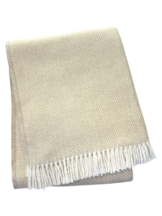 Herringbone Plush Throw (Linen)