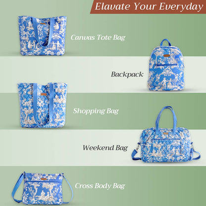 Hand Bag  Cotton for Everyday/Daily Use - Joli Jouy - Blue