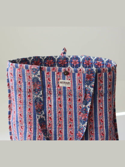 Nautical Nantucket print reversible tote -Small laptop bag