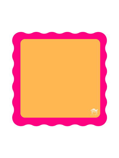 MINI MAHJONG MAT  |  Color Wave  |  21" x 21": Orange Center- Pink Scallop
