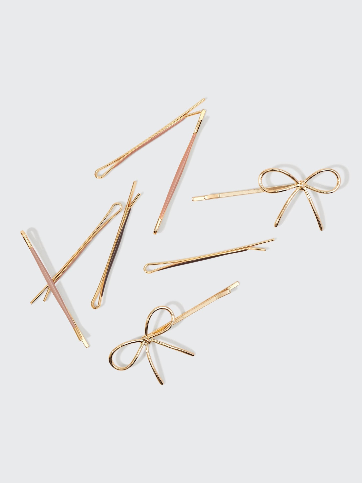 Metal Enamel Cloud & Bow Bobby Pins 8pc Set - Rosewood