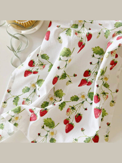 Strawberry cotton flour sack tea towel