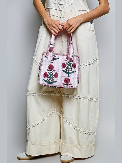 Essentials Mini Quilted Fabric Cube Bag: HONEY STRIPE MULTI