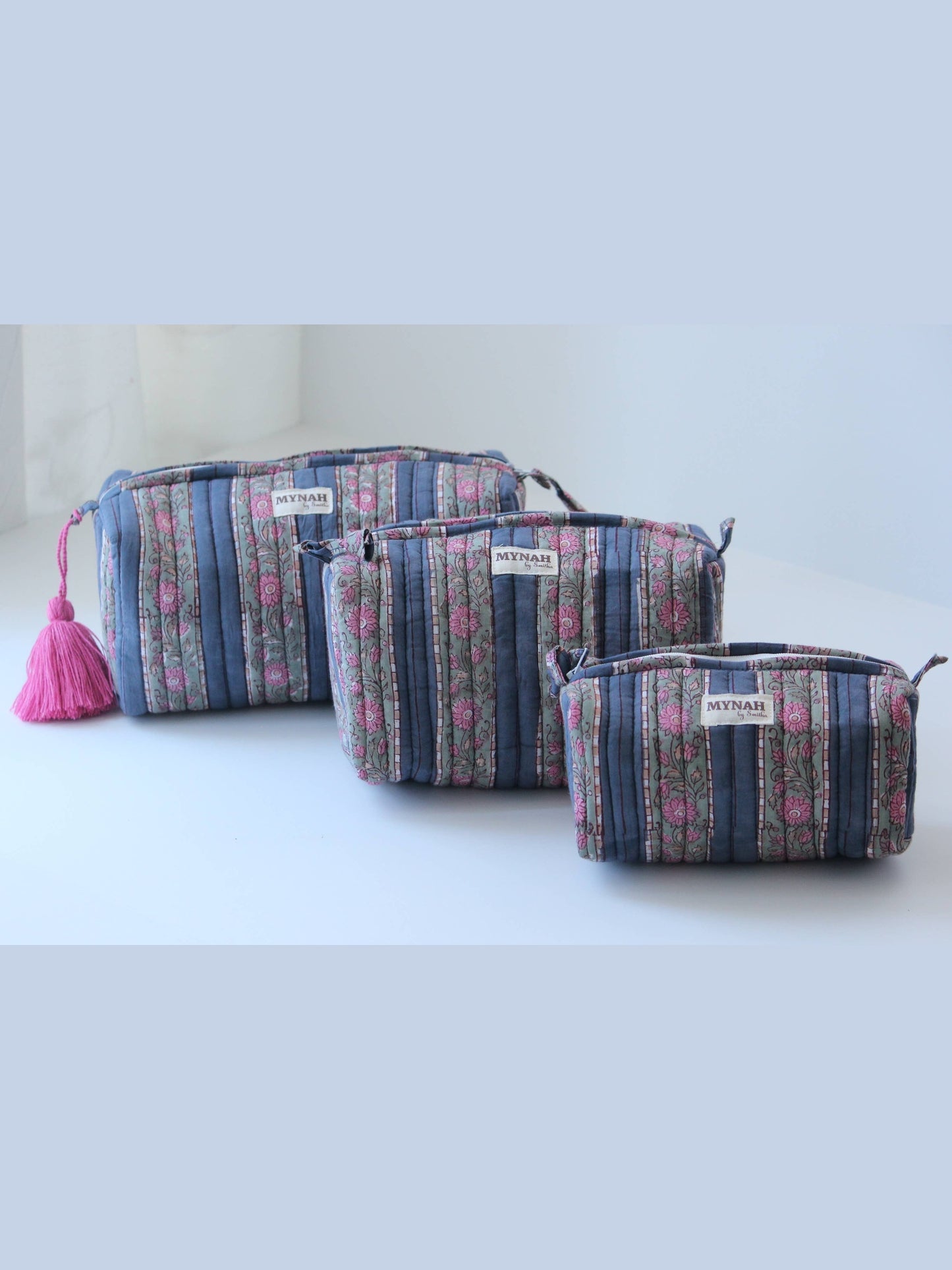 Rosy rows print travel/makeup/organizer/bag-Set of 3