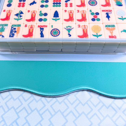 MAHJONG MAT  |  Color Wave  |  31" x 31": Cobalt Center- Blue Scallop