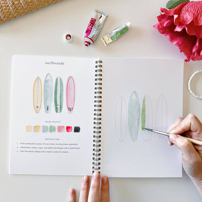 Tropical watercolor paint workbook