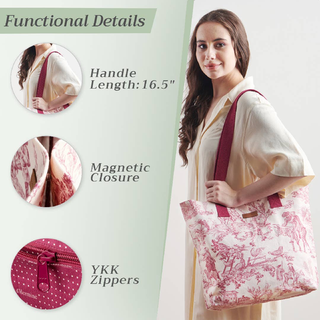 Canvas Tote Bag 100% Cotton The Miller - Red - 17.7" x 14.5"