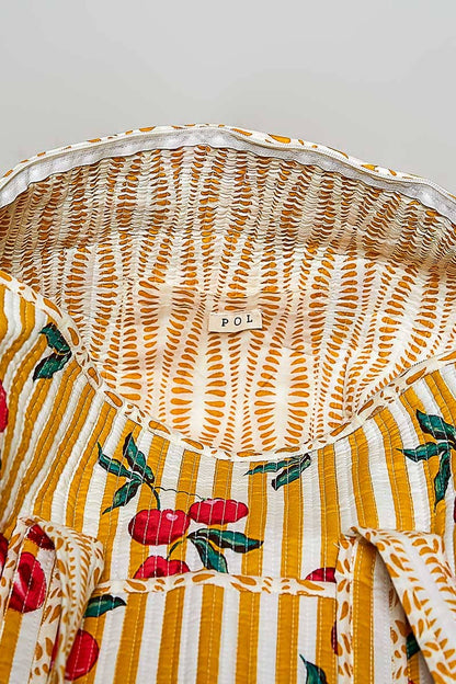 Front Pocket Quilted Adjustable Strap Bag: HONEY STRIPE MULTI