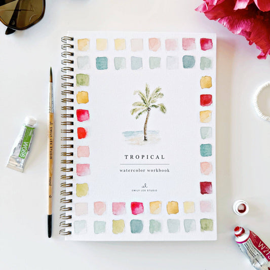 Tropical watercolor paint workbook