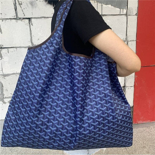 Foldable Large Capacity Shoulder Shopping Bag: BLUE