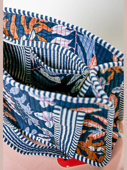 Essentials Mini Quilted Fabric Cube Bag: HONEY STRIPE MULTI