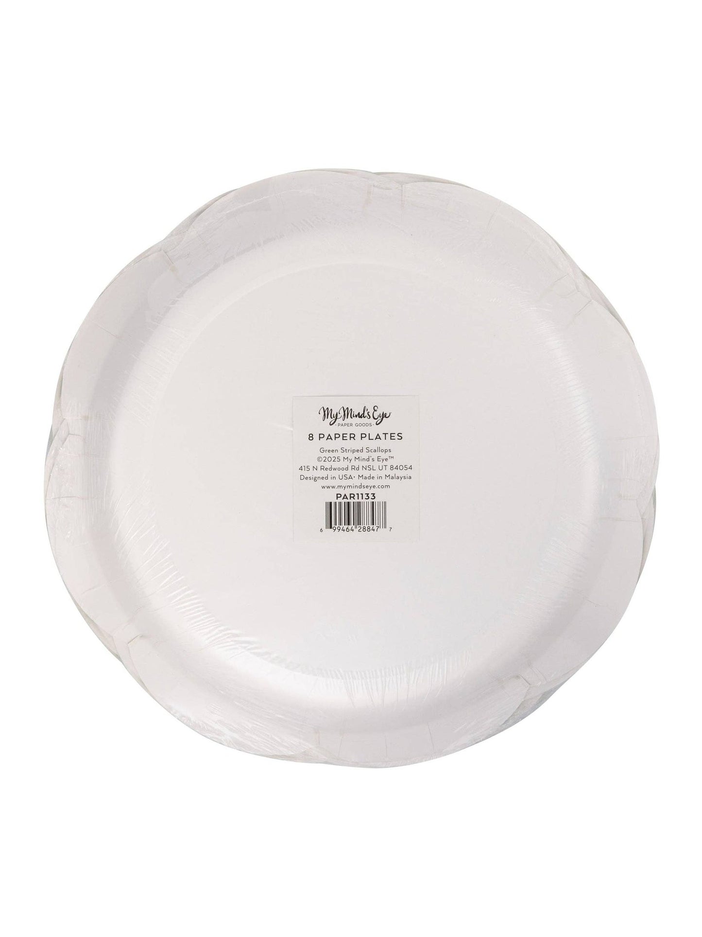 PAR1133 - Green Striped Scallops 9" Plate