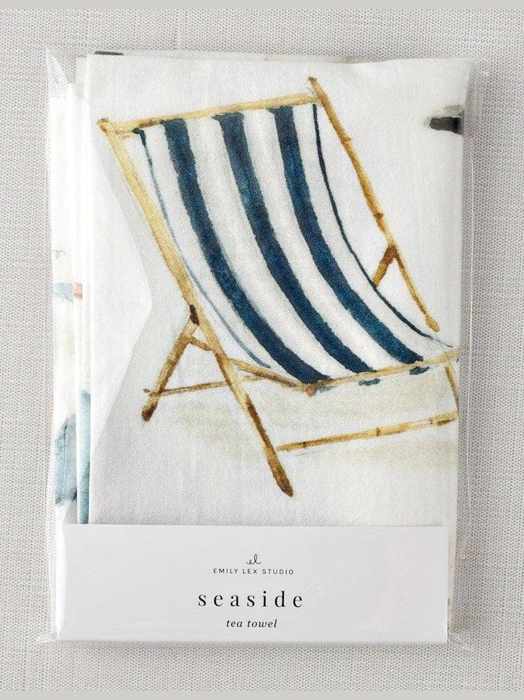 Seaside cotton flour sack tea towel