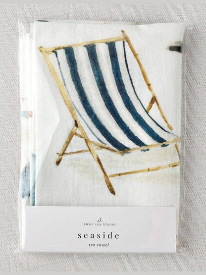 Seaside cotton flour sack tea towel