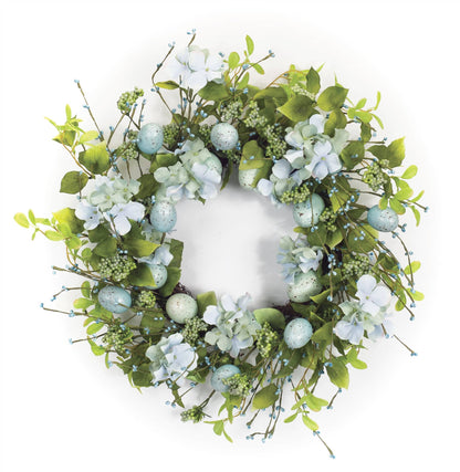 22" Blue And Green Spring Mixed Assortment Artificial Wreath