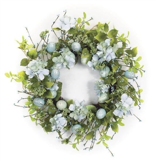22" Blue And Green Spring Mixed Assortment Artificial Wreath