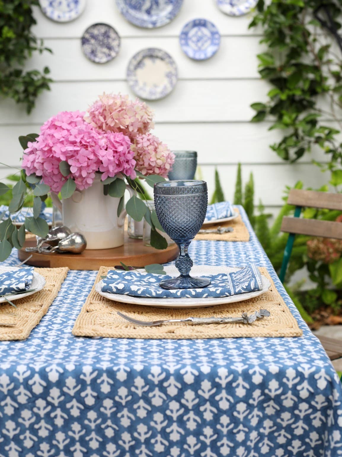 Tablecloth Charlotte Indigo: 60x60