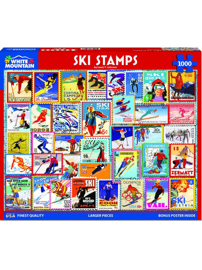 Ski Stamps (1915pz) - 1000 Piece Jigsaw Puzzle