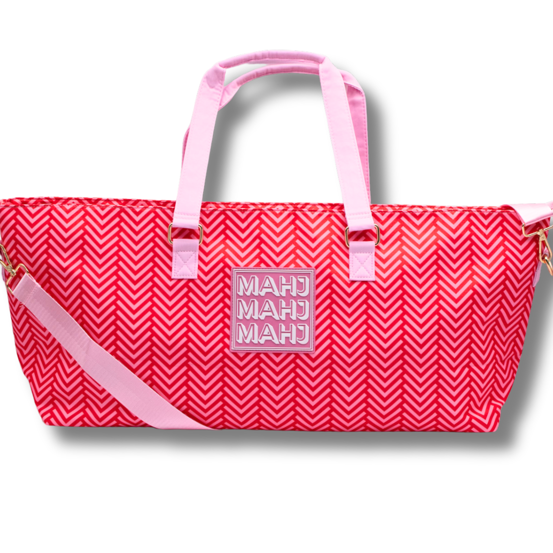 MAHJONG TOTE BAG  |  Wide with Zipper Closure: Arrows- Blue Tote Bag