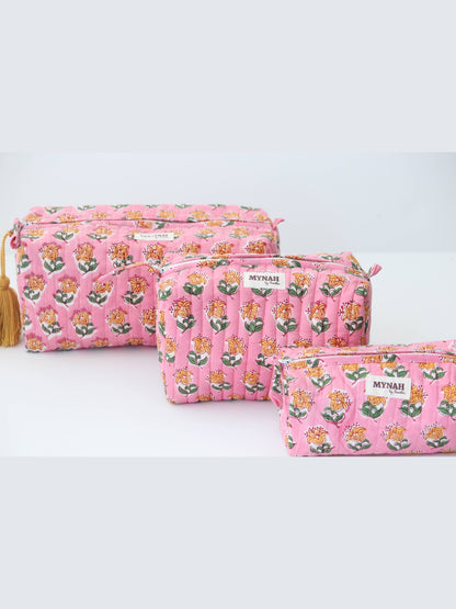 Bubblegum motif print travel/make up/organizer/bag-Set of 3