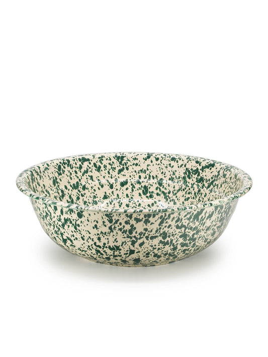 Splatter Enamelware Medium Basin: Green & Cream