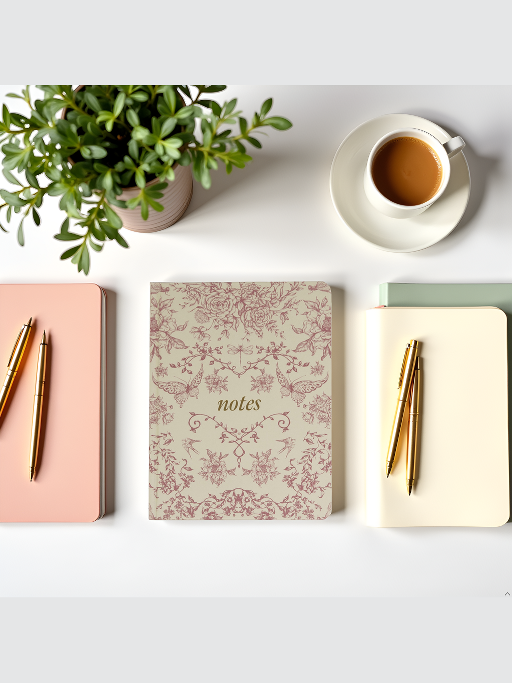 Red Toile Notes Journal, Hardcover Stationery