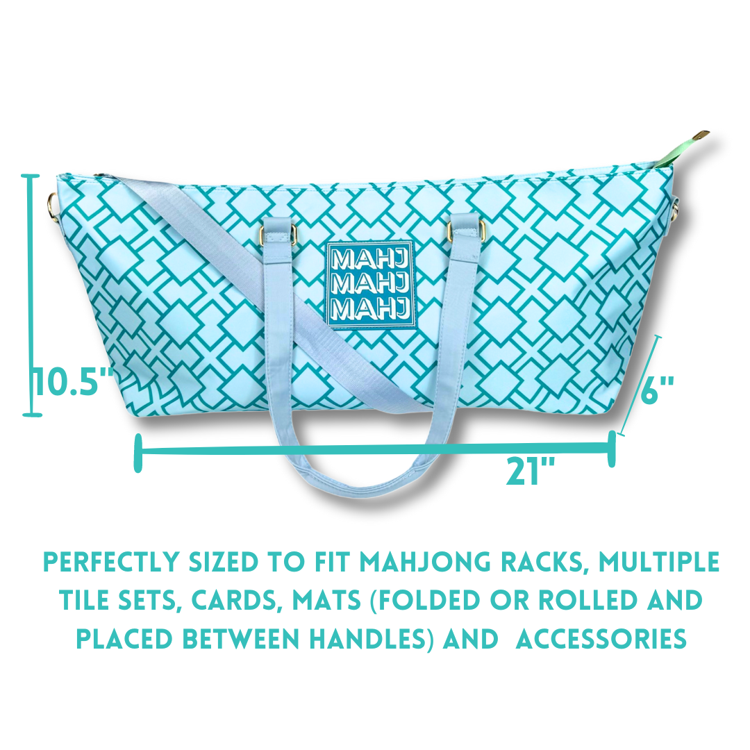 MAHJONG TOTE BAG  |  Wide with Zipper Closure: Arrows- Blue Tote Bag