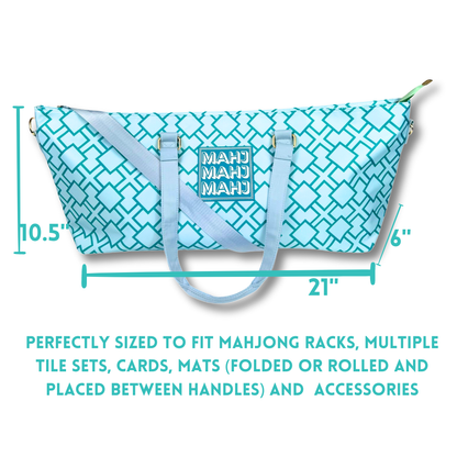 MAHJONG TOTE BAG  |  Wide with Zipper Closure: Arrows- Blue Tote Bag