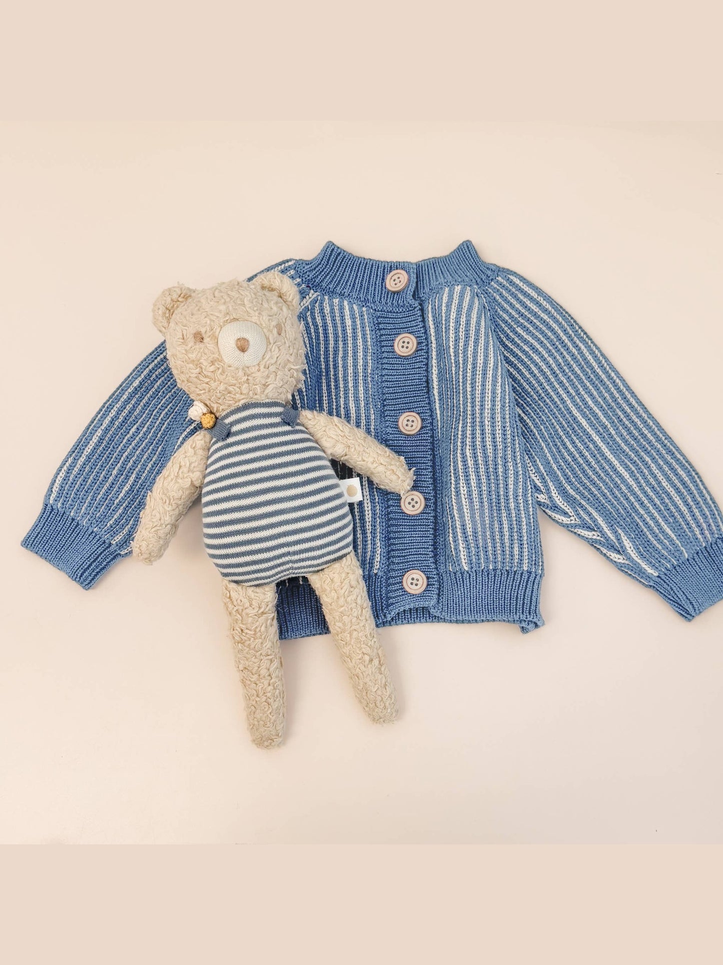 Cotton Brioche Cardigan Blue Baby Kid Stripe Sweater Clothes: 6-12m