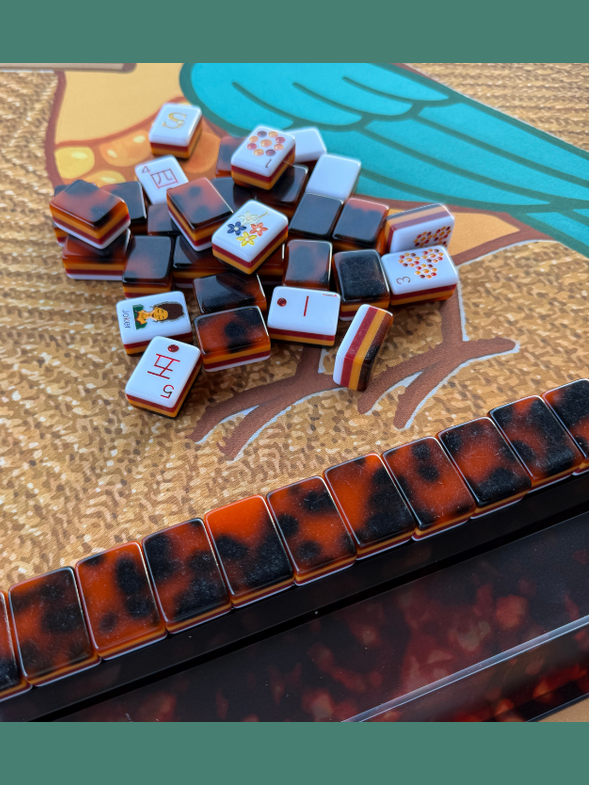 Tortoise Shell Mahjong Rack & Pusher Set Matte Finish: Tortoise Shell