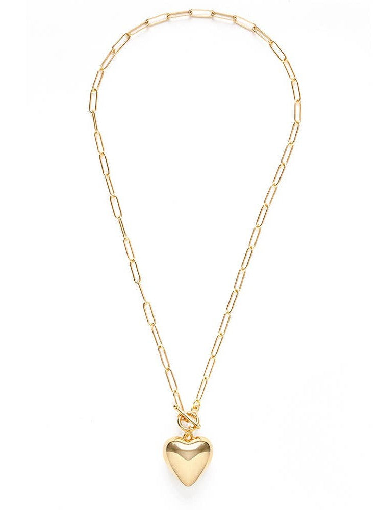 Puffed Heart on Toggle Chain Necklace