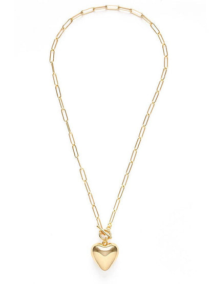 Puffed Heart on Toggle Chain Necklace