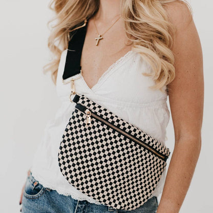 Westlyn Woven Bum Bag Wholesale - NEW COLOR ADDED!: Checkered Emerald
