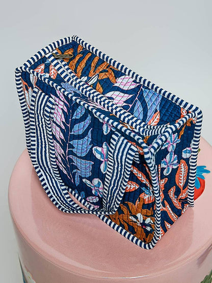 Essentials Mini Quilted Fabric Cube Bag: HONEY STRIPE MULTI