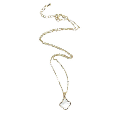 Mother of pearl clover necklace dainty: Gold