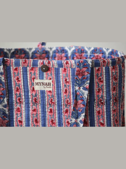 Nautical Nantucket print reversible tote -Small laptop bag