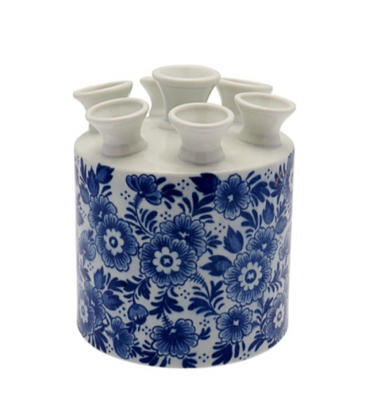 Dutch Cylinder Floral Motif Tulip Vase