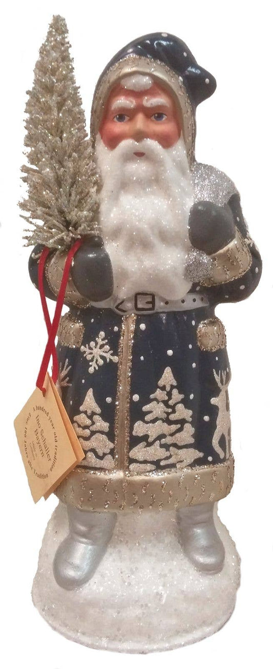 Ino Schaller Blue Forest Scene Santa Candy Container