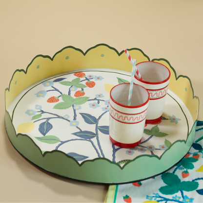 Strawberry Hill Hand-Painted Round Tole Metal Tray