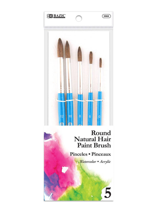 Paint Brush Round Natural Hair (5/Pack)