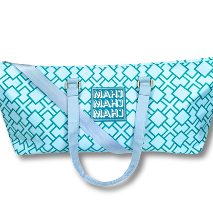 MAHJONG TOTE BAG  |  Wide with Zipper Closure: Arrows- Blue Tote Bag