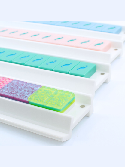 20" MAHJONG RACKS | Premium Acrylic | 4 Racks + 4 Pushers: Transparent Clear