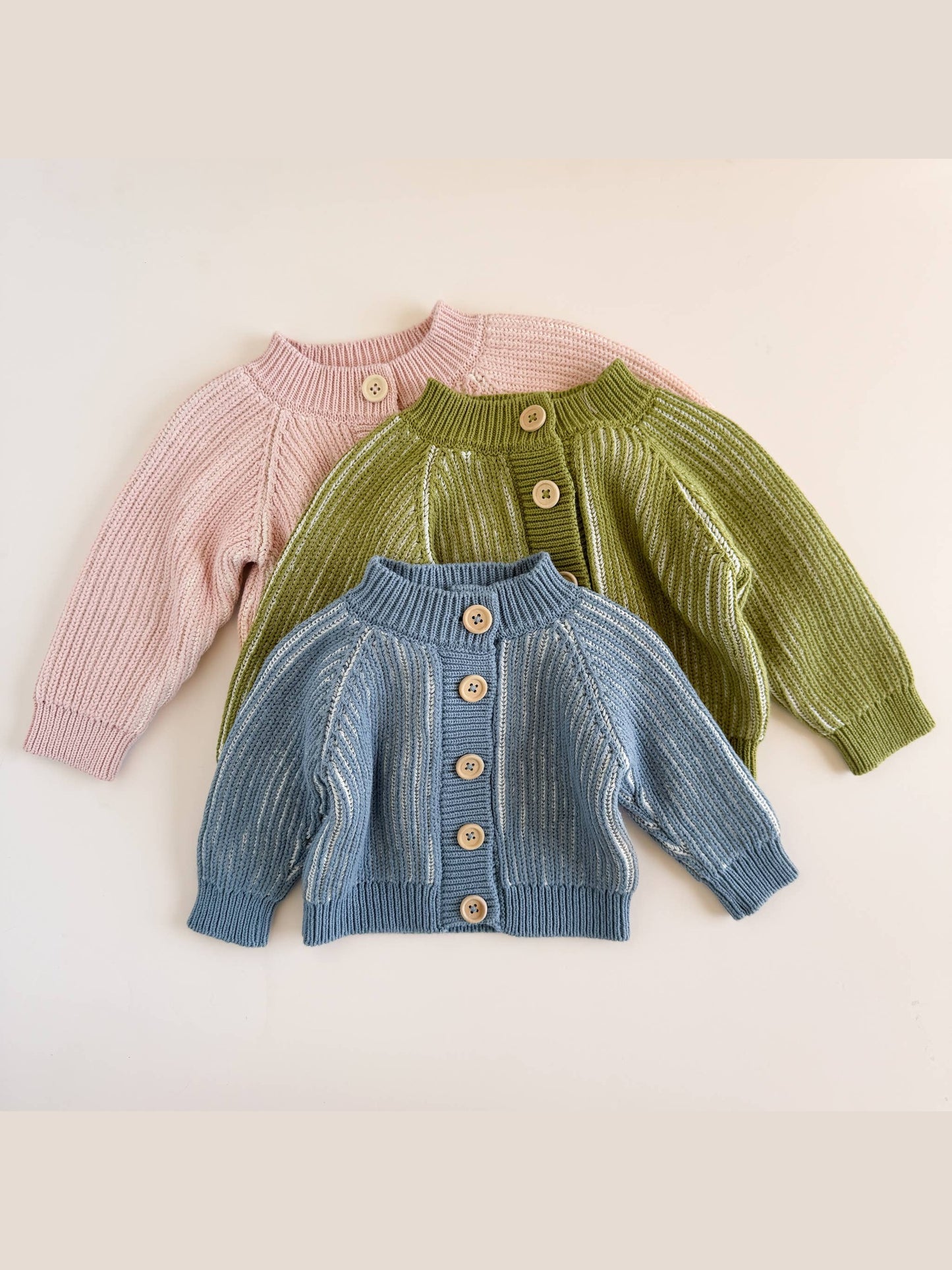 Cotton Brioche Cardigan Blue Baby Kid Stripe Sweater Clothes: 12-24m